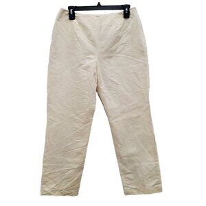 Sigrid Olsen‎ Women's Eggshell Cream Silk Blend No Waist Flat Front Pants Size 8